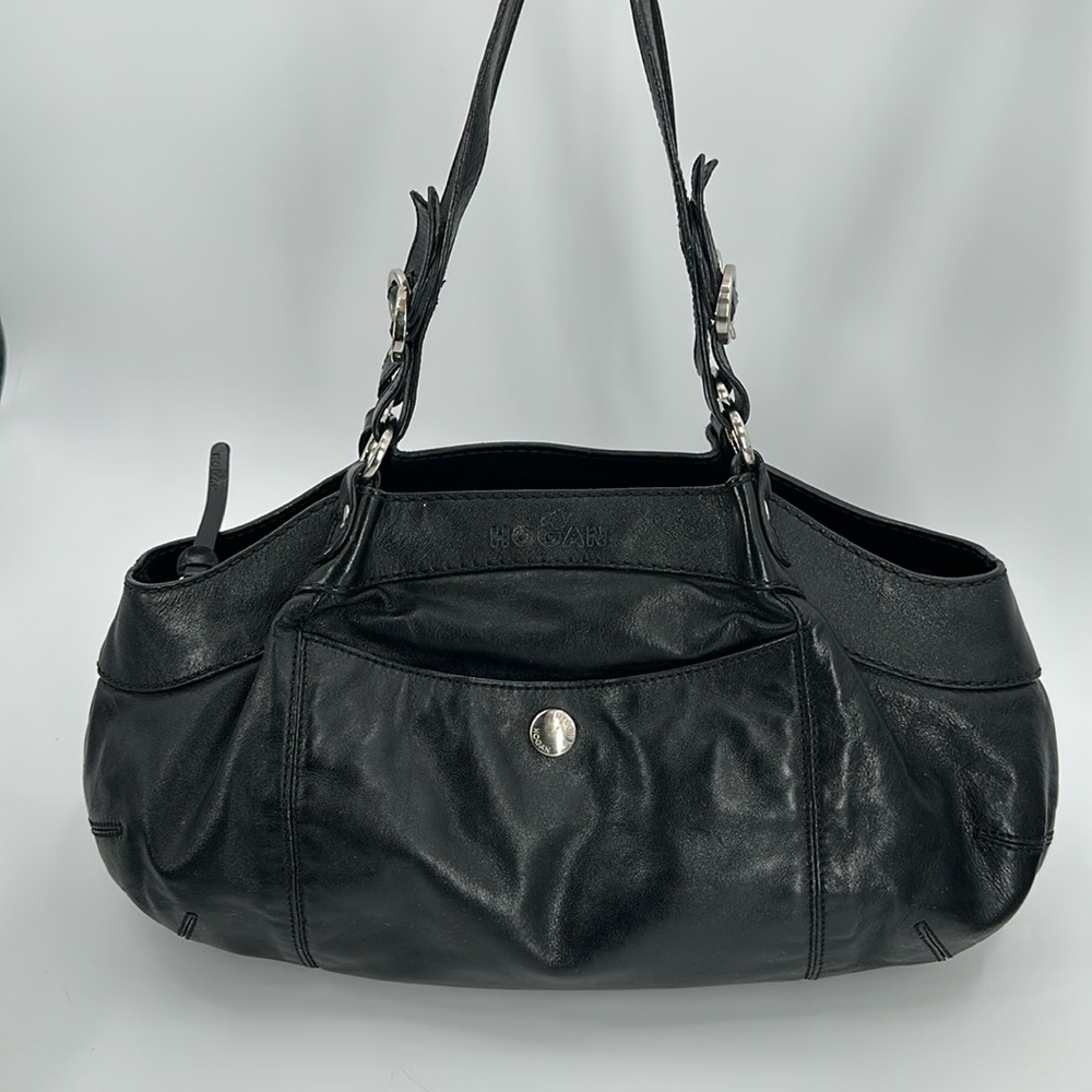 Designer Hogan Bag Black Leather Over the Shoulder Style Bag